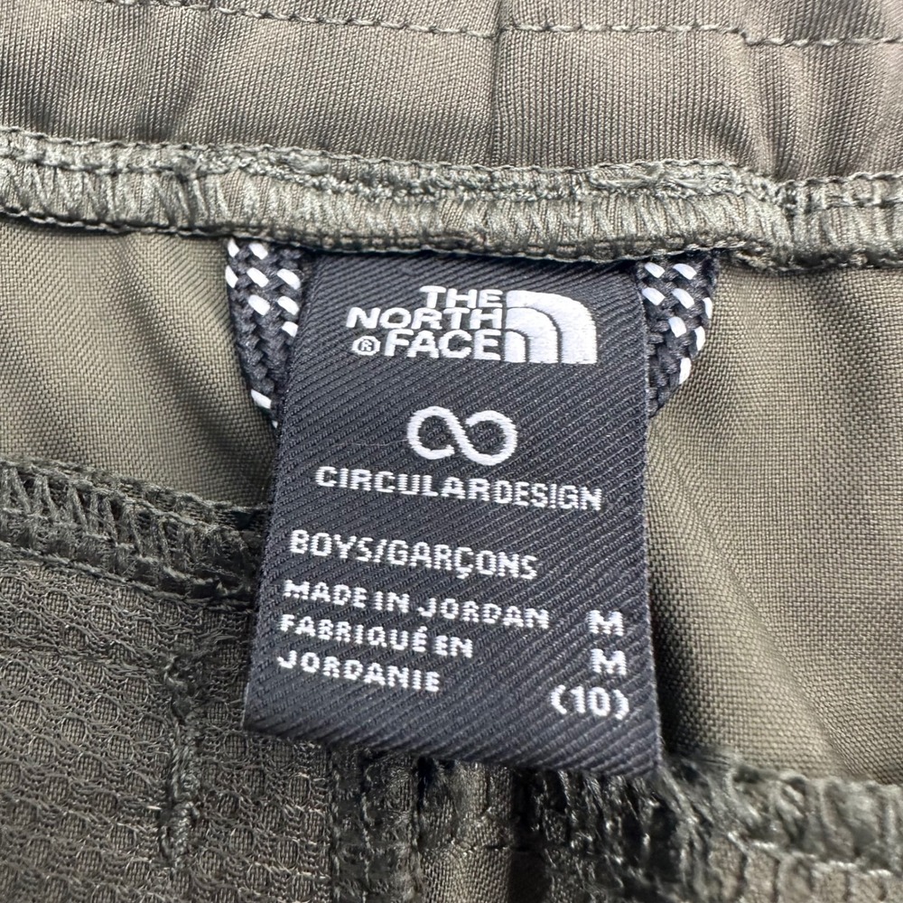 The North Face Boys Olive Green Circular Design Joggers Hiking Pants Size M 10 - Picture 3 of 12